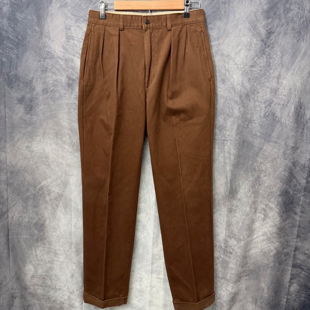 Polo Ralph Lauren Andrew Pant Brown Kaffee Pleated Cuffed Chino 30x32 Old Money